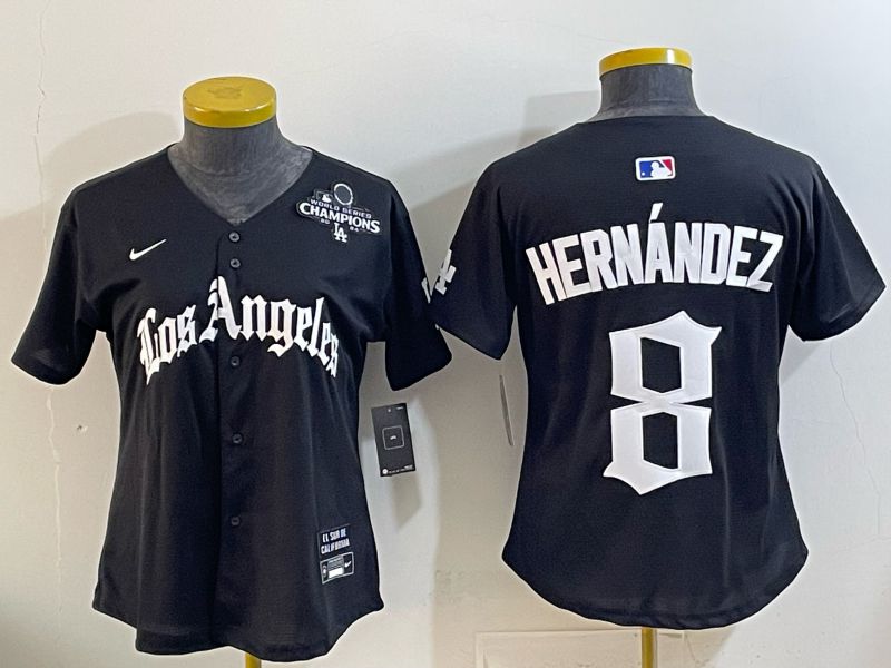 Women Los Angeles Dodgers #8 Hernandez Black 5th Jointly Name 2026 Nike MLB Jersey style 08->women mlb jersey->Women Jersey